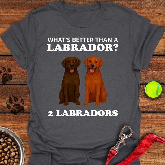 Funny Fox Red and Chocolate Labrador T-Shirt Dark Heather