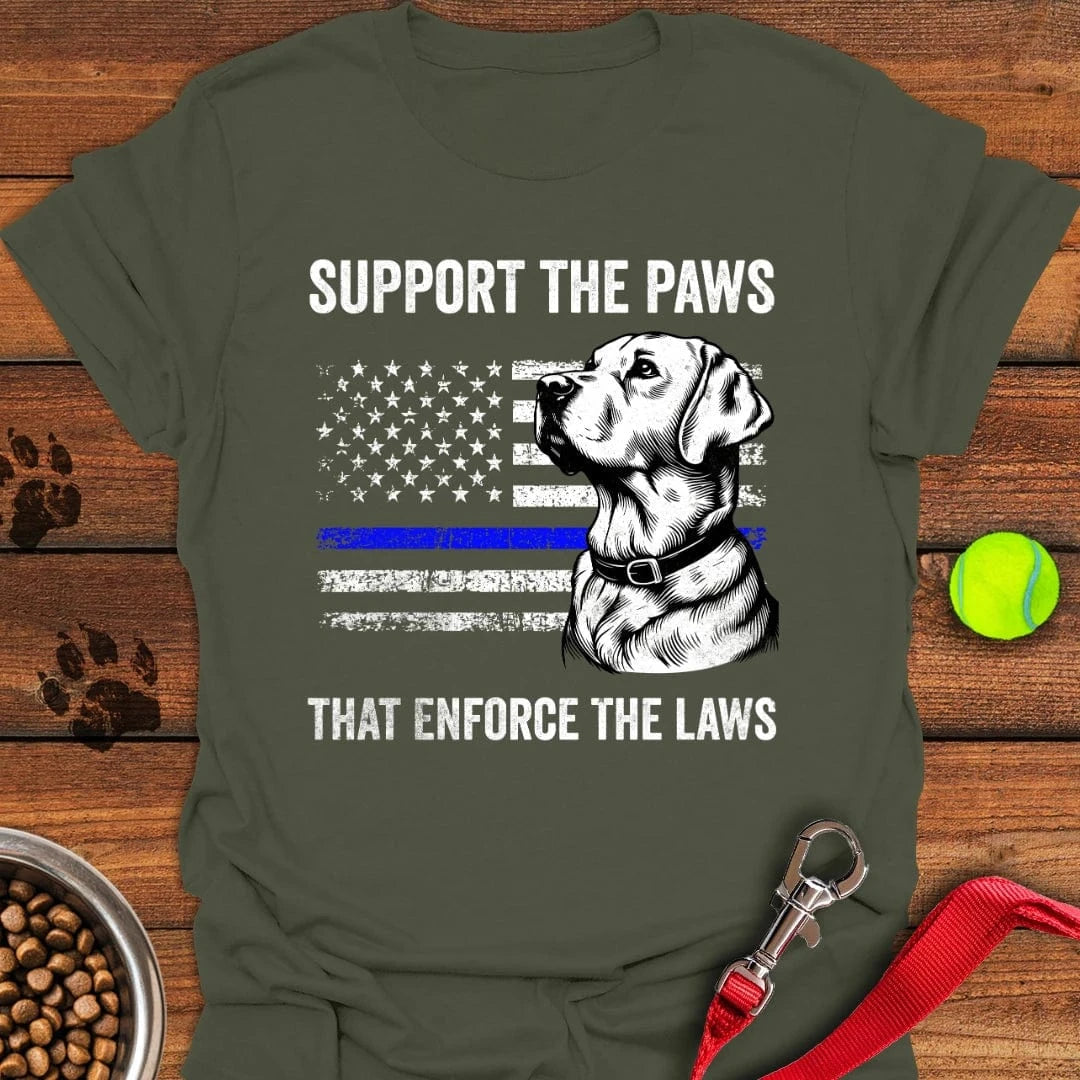 Thin Blue Line Police Labrador T-Shirt Military Green