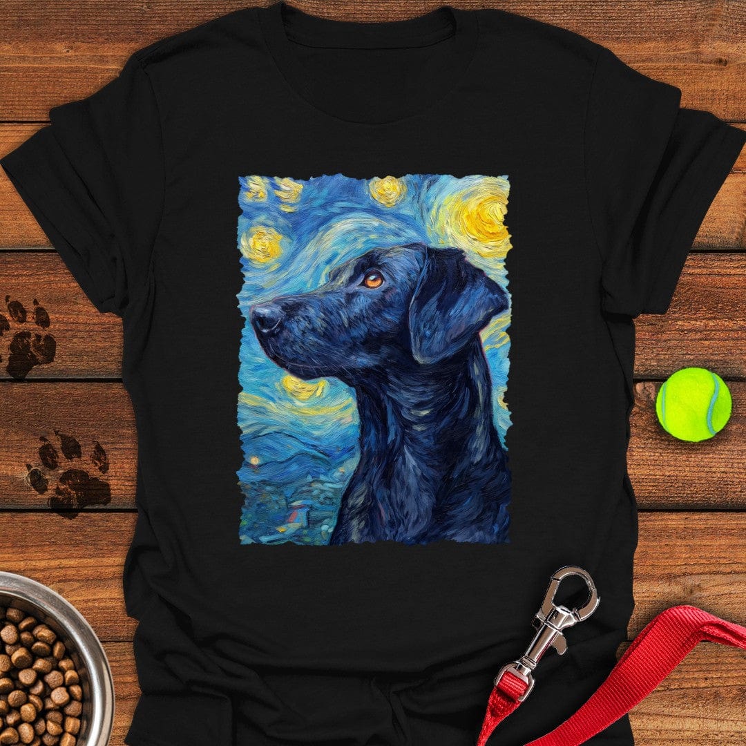 Black Labrador Starry Night T-Shirt Black