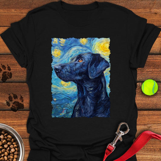 Black Labrador Starry Night T-Shirt Black