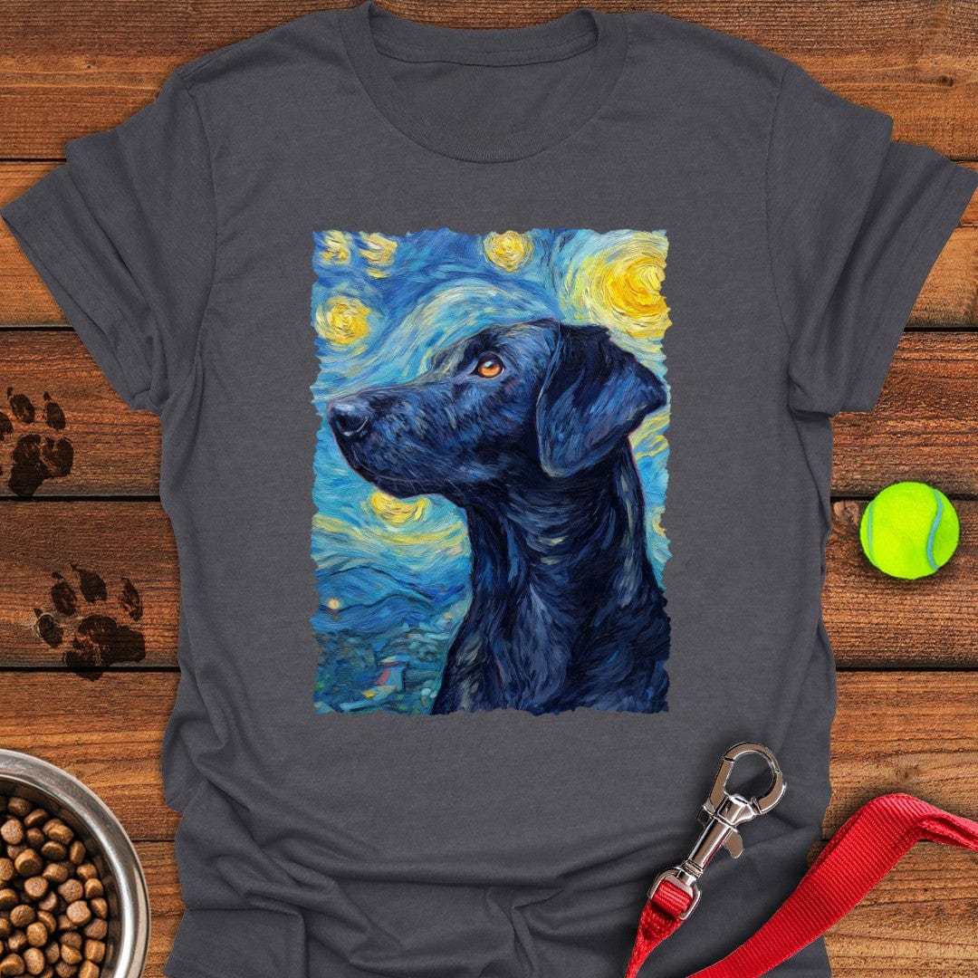 Black Labrador Starry Night T-Shirt Dark Heather