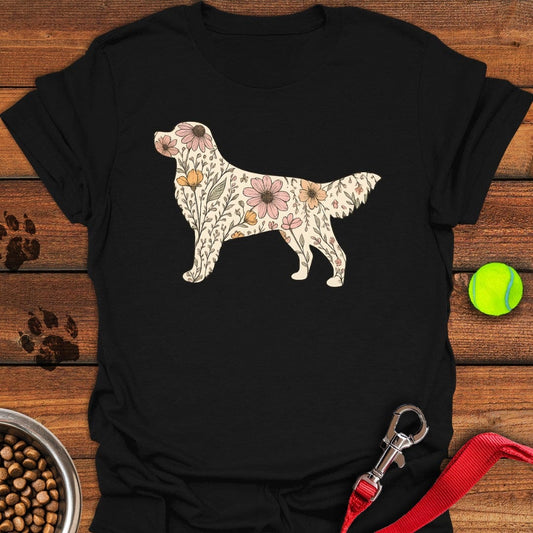 Flower SIlhouette Labrador T-Shirt Black