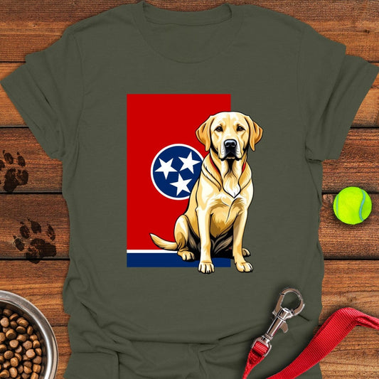 Yellow Labrador Tennessee Flag T-Shirt Military Green
