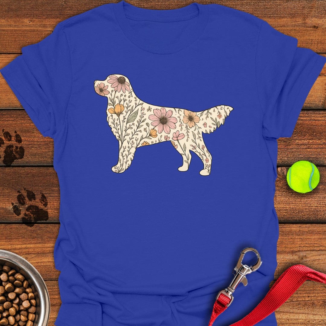 Flower SIlhouette Labrador T-Shirt Royal