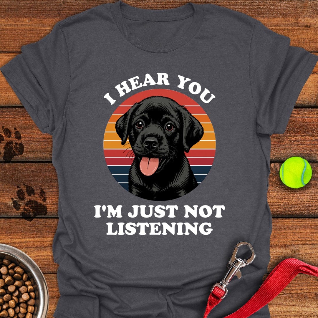 Funny Black Labrador Puppy T-Shirt Dark Heather