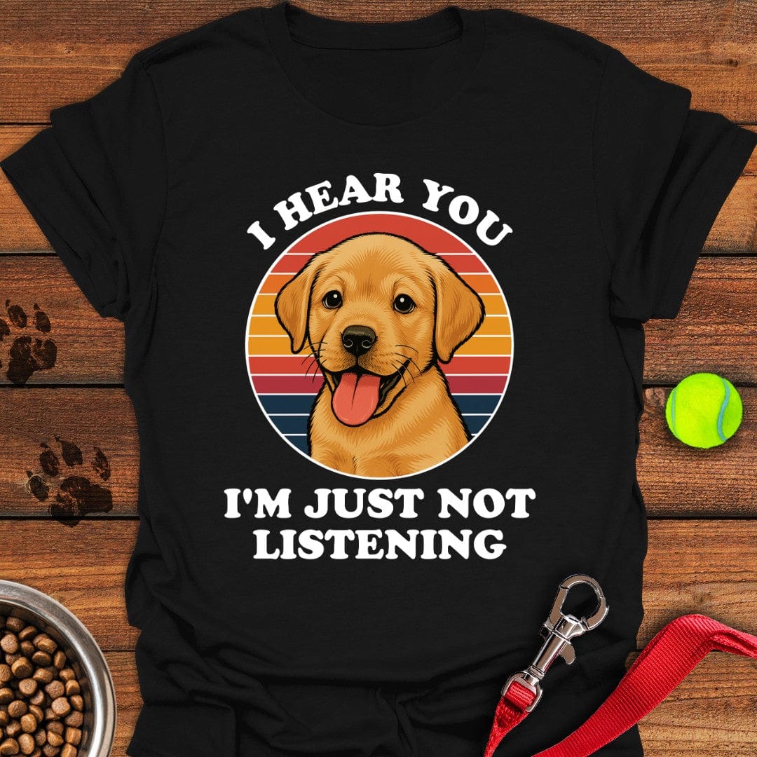 Funny Yellow Labrador Puppy T-Shirt Black