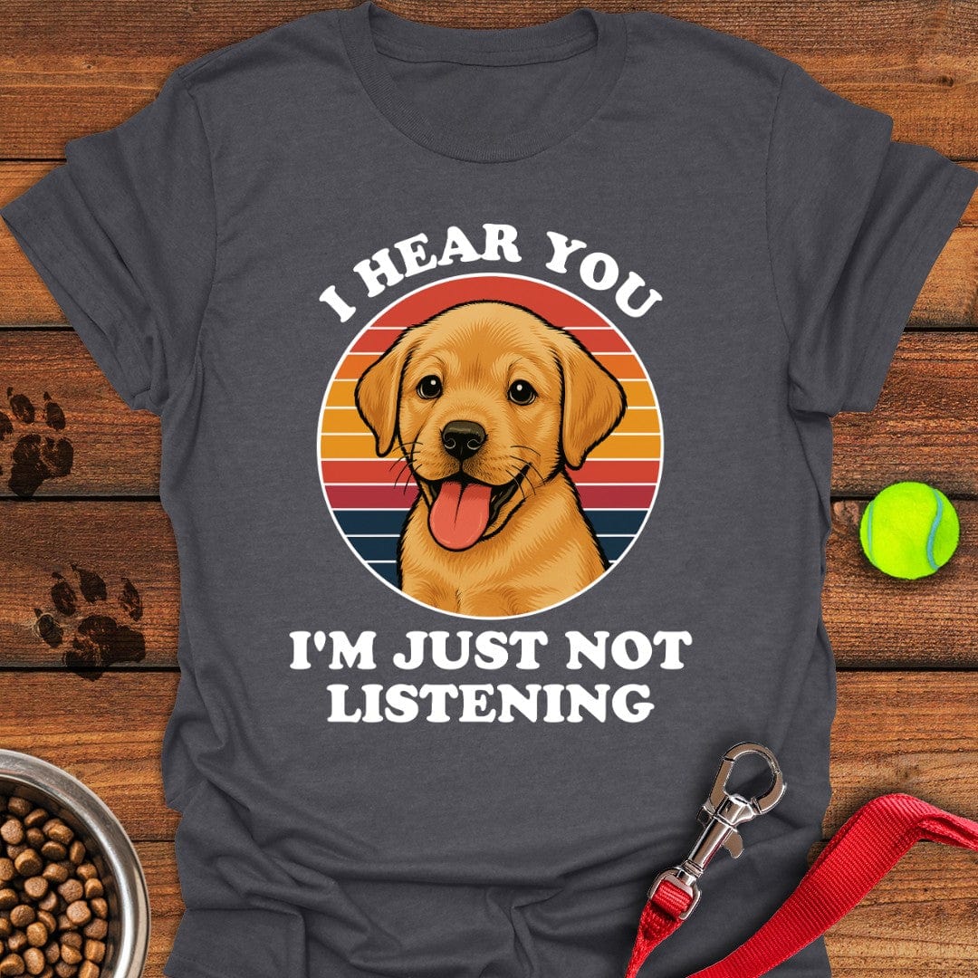 Funny Yellow Labrador Puppy T-Shirt Dark Heather