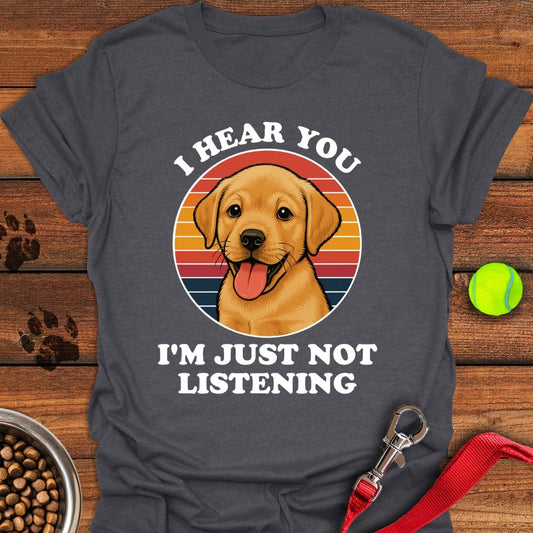 Funny Yellow Labrador Puppy T-Shirt Dark Heather