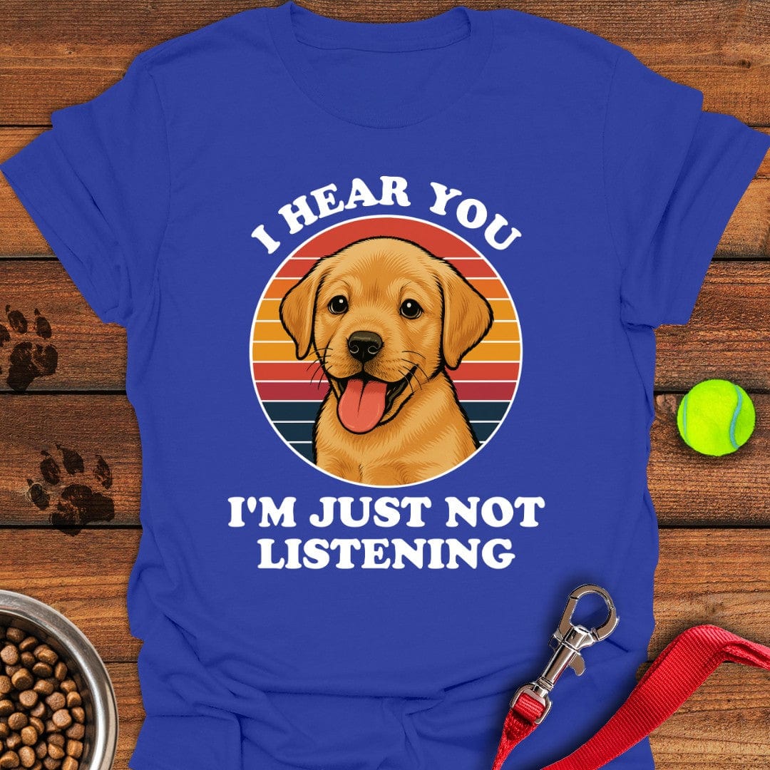 Funny Yellow Labrador Puppy T-Shirt Royal