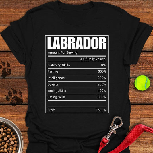 Labrador Nutrition Facts T-Shirt Black