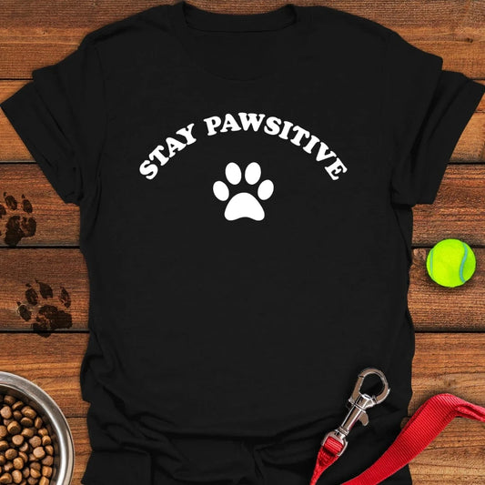 Stay Pawsitive Dog T-Shirt Black