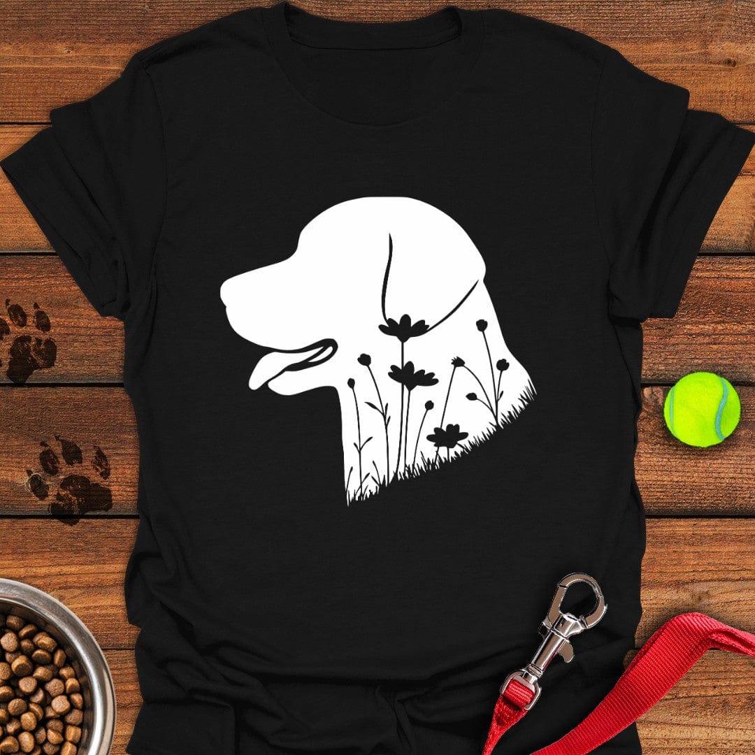 Labrador Flowers T-Shirt Black