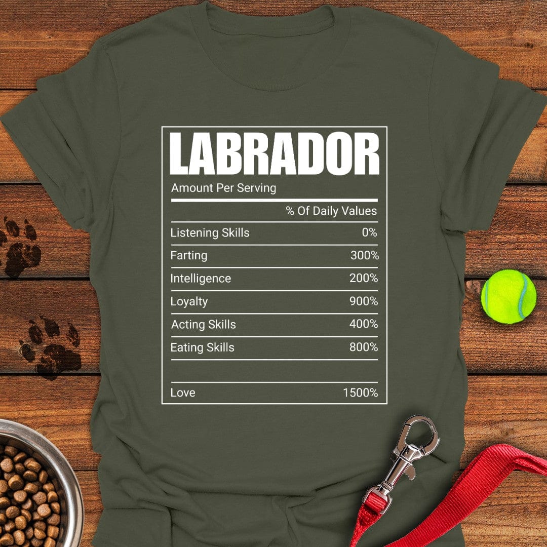 Labrador Nutrition Facts T-Shirt Military Green