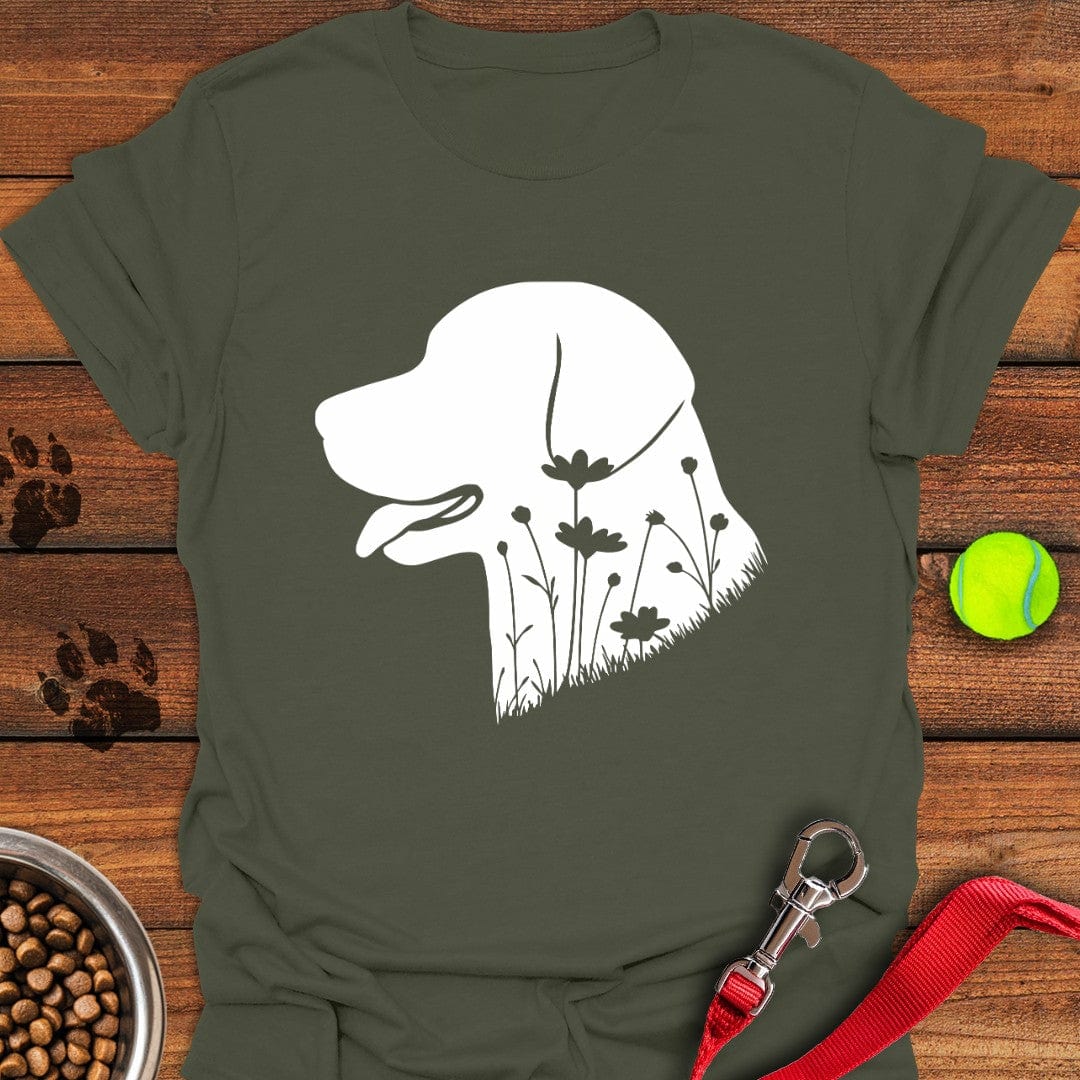 Labrador Flowers T-Shirt Military Green