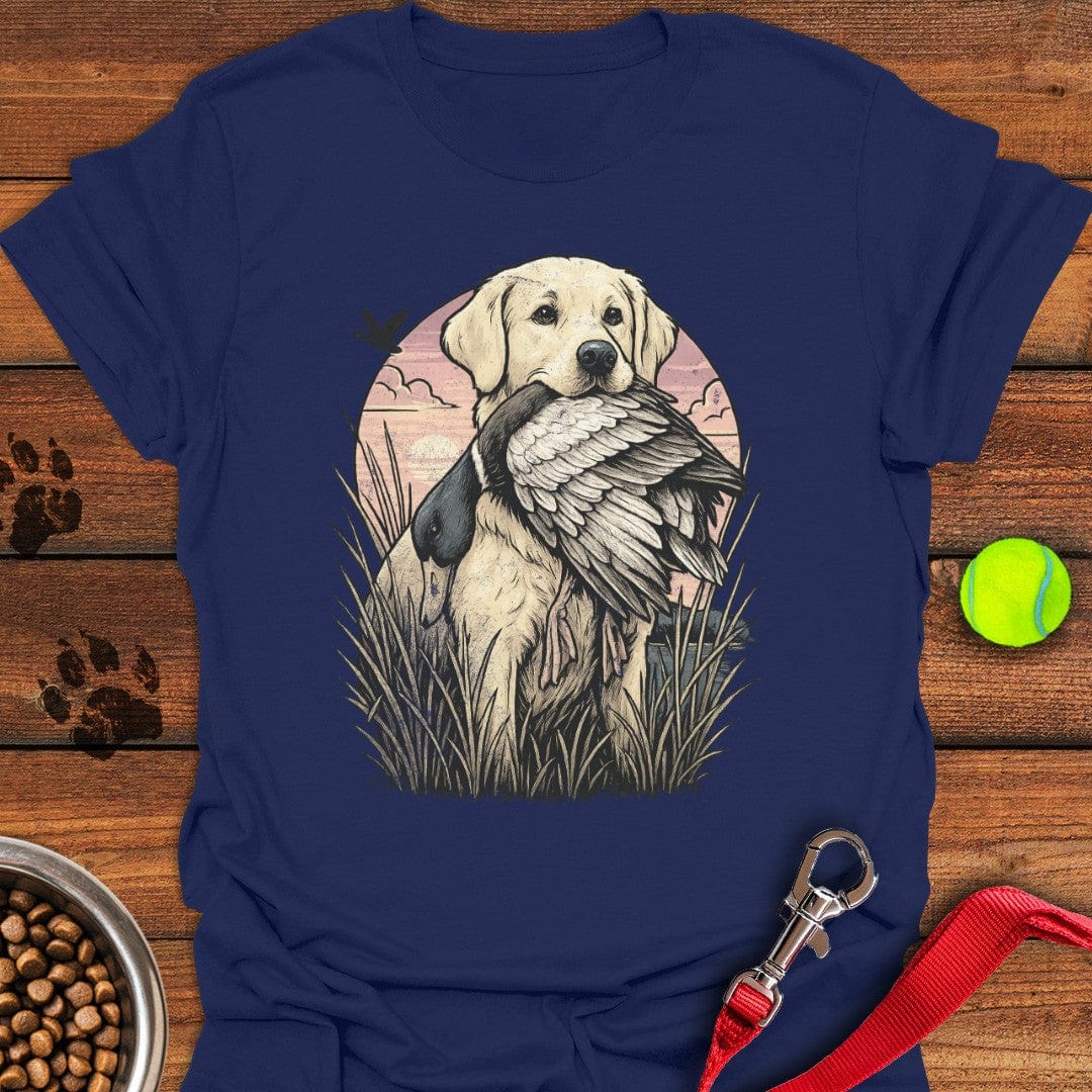 Yellow Labrador Hunting T-Shirt Navy