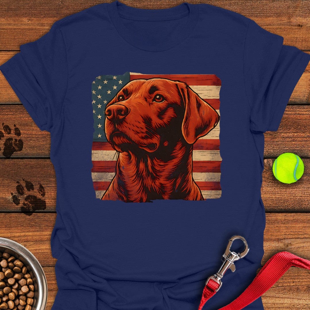 Fox Red Labrador USA Flag T-Shirt Navy