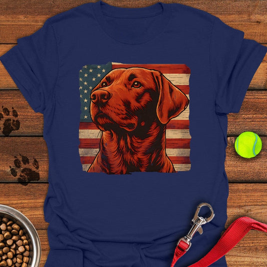 Fox Red Labrador USA Flag T-Shirt Navy