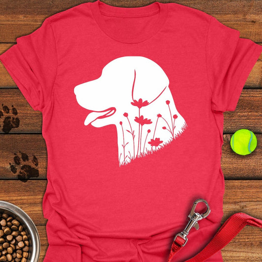 Labrador Flowers T-Shirt Heather Red