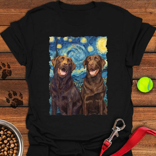 Chocolate Labradors Van Gogh T-Shirt Black