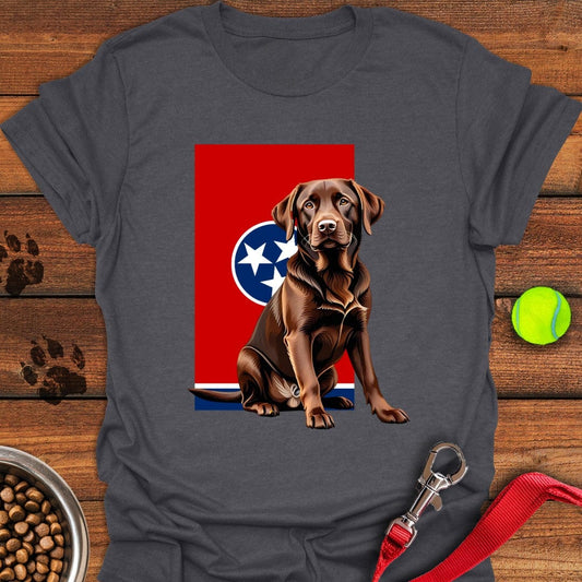 Chocolate Labrador Tennessee Flag T-Shirt Dark Heather