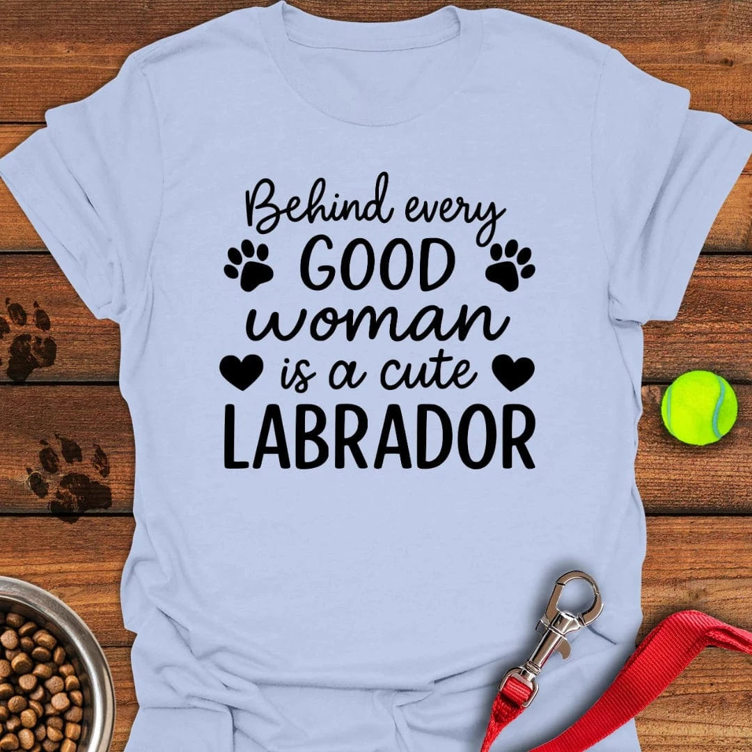 Woman and Labrador T-Shirt Light Blue
