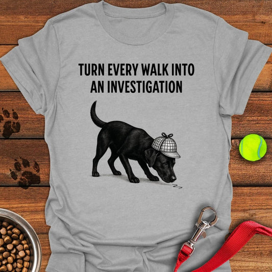Black Labrador Detective T-Shirt Sport Grey