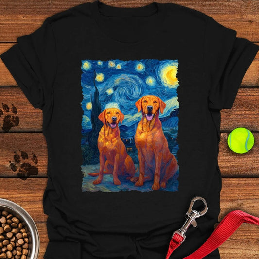 Two Fox Red Labradors Van Gogh T-Shirt Black