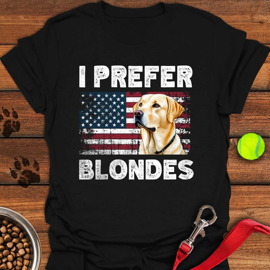 I Prefer Blondes Yellow Labrador T-Shirt Black