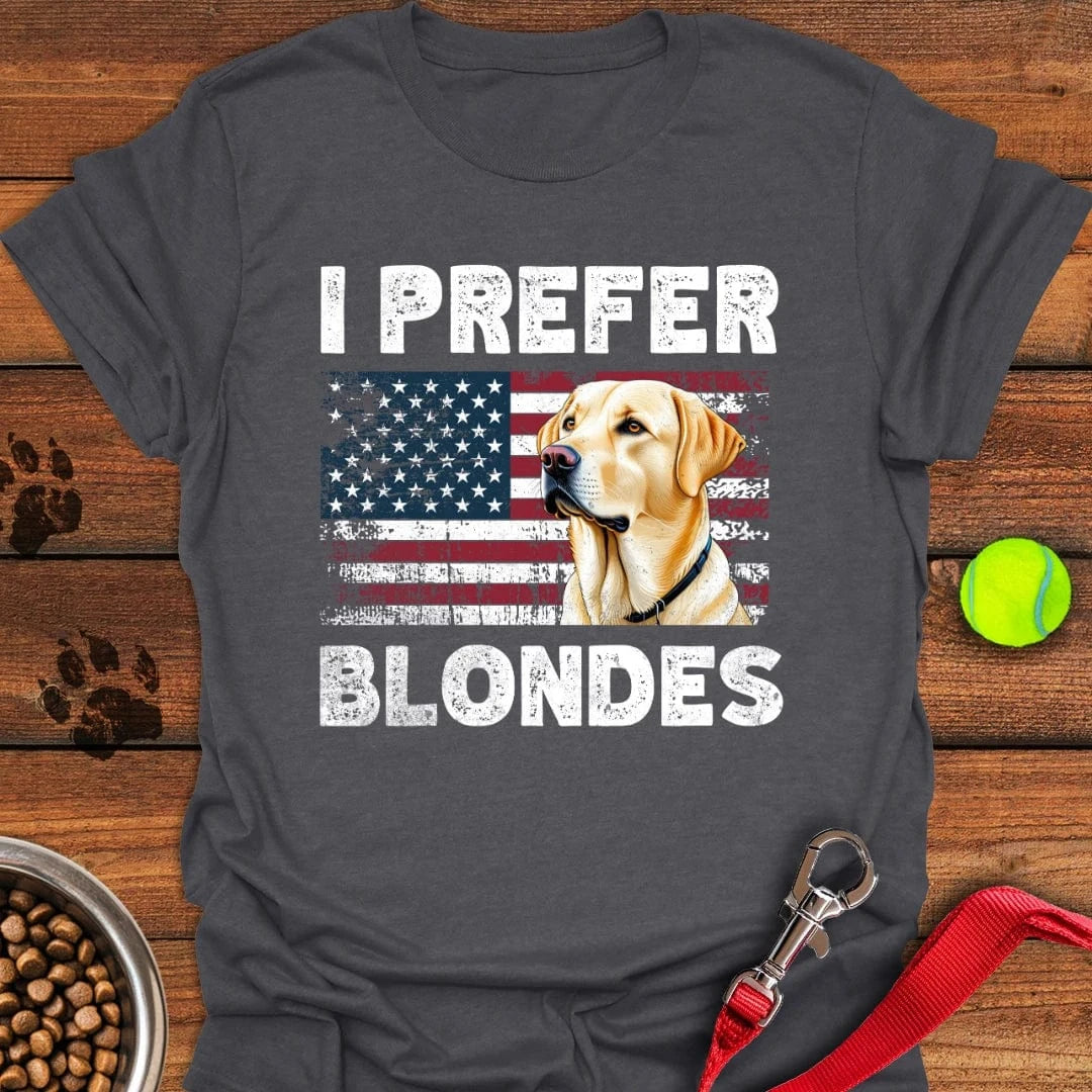 I Prefer Blondes Yellow Labrador T-Shirt Dark Heather