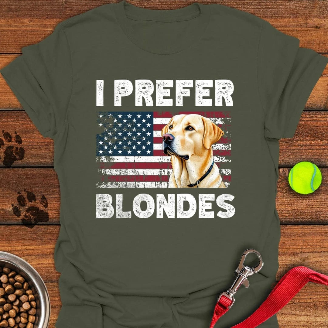 I Prefer Blondes Yellow Labrador T-Shirt Military Green