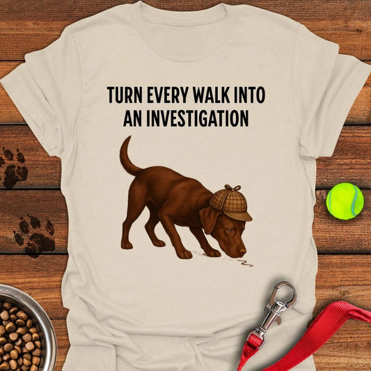 Chocolate Labrador Detective T-Shirt Natural