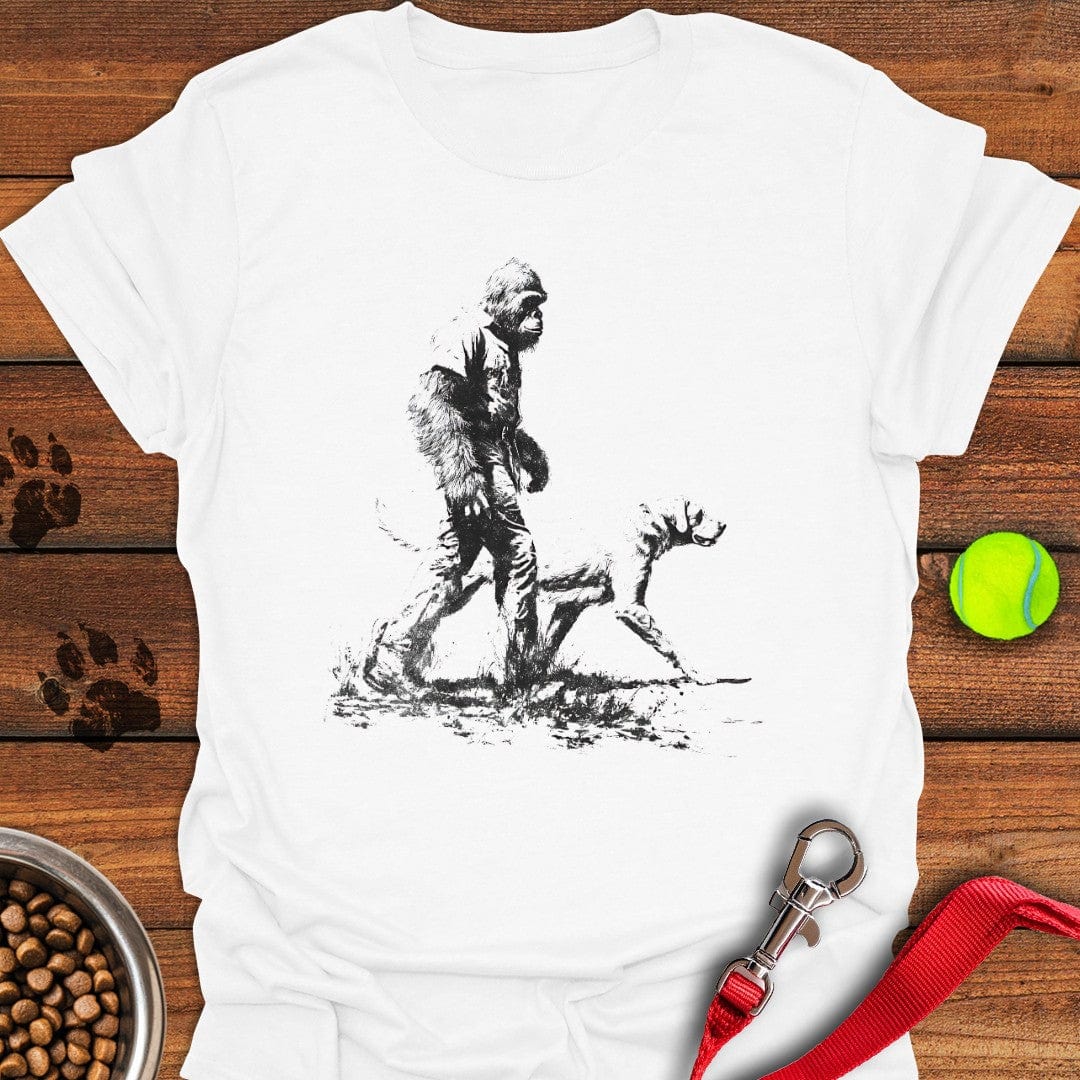 Bigfoot Walking Labrador T-Shirt White