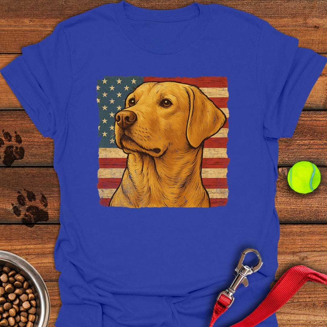 Yellow Labrador USA Flag T-Shirt Royal