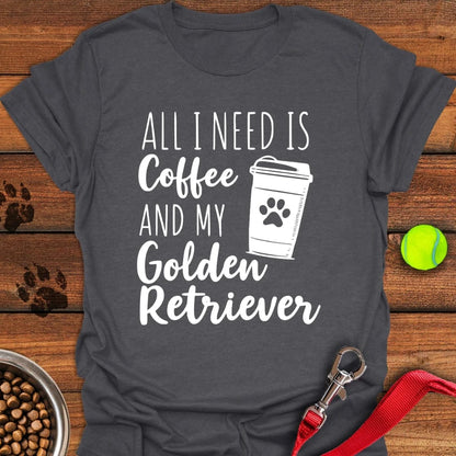 Golden Retriever and Coffee T-Shirt Dark Heather