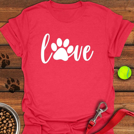 Love Dog Paw T-Shirt Heather Red