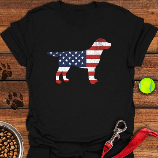 Labrador USA Flag Silhouette T-Shirt Black