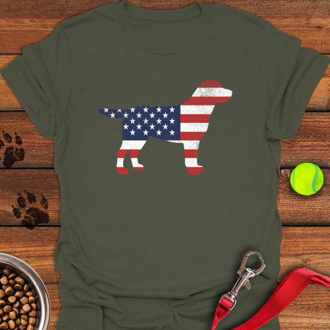 Labrador USA Flag Silhouette T-Shirt Military Green
