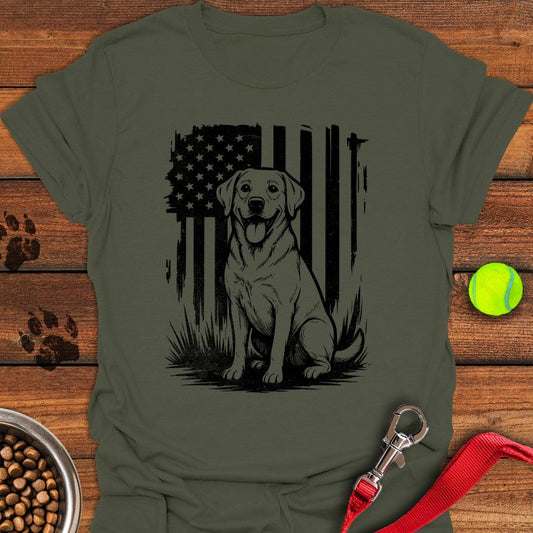 Labrador USA Flag T-Shirt Military Green