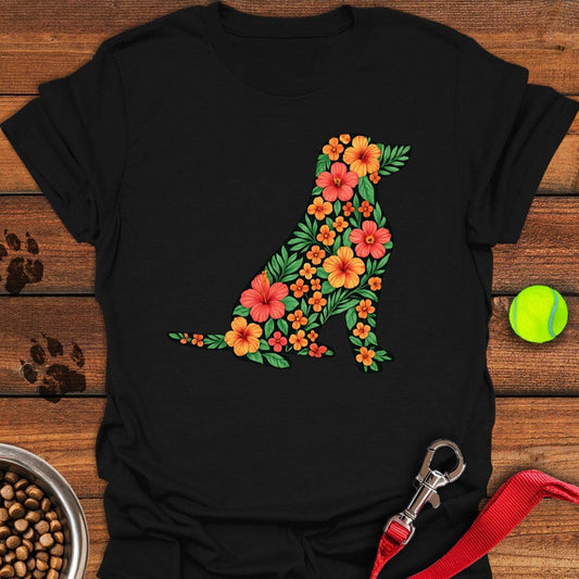 Flower Labrador T-Shirt Black
