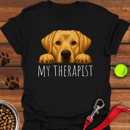 My Therapist Yellow Labrador T-Shirt Black
