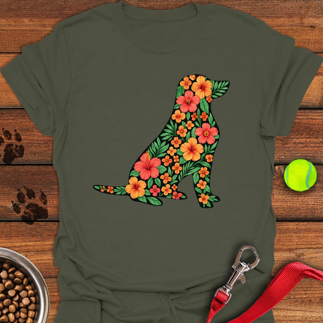 Flower Labrador T-Shirt Military Green