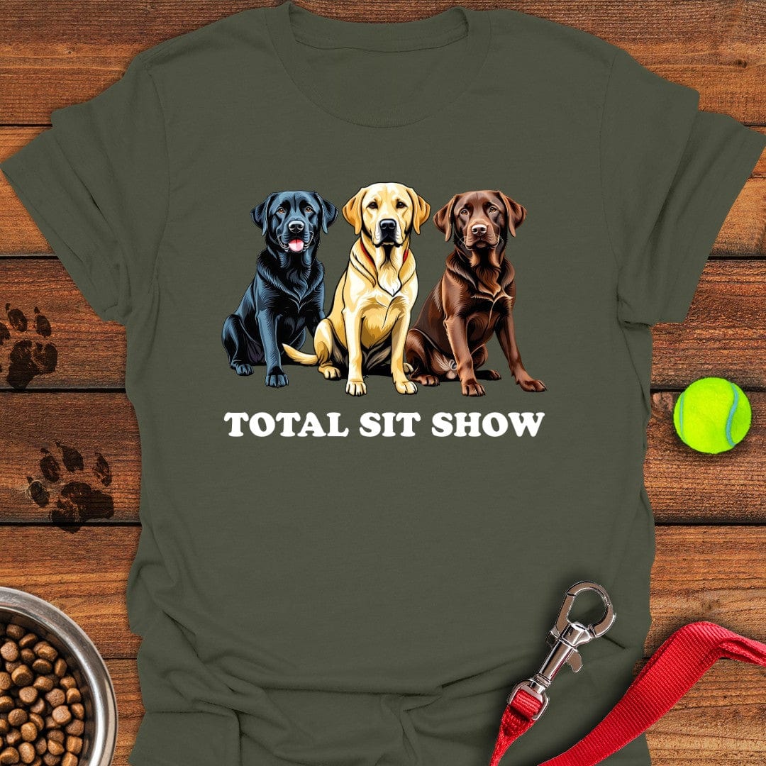 Total Sit Show Labrador T-Shirt Military Green