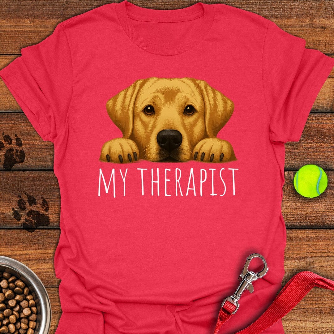 My Therapist Yellow Labrador T-Shirt Heather Red