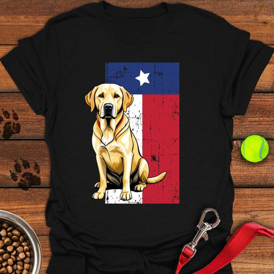 Yellow Labrador Texas Flag T-Shirt Black