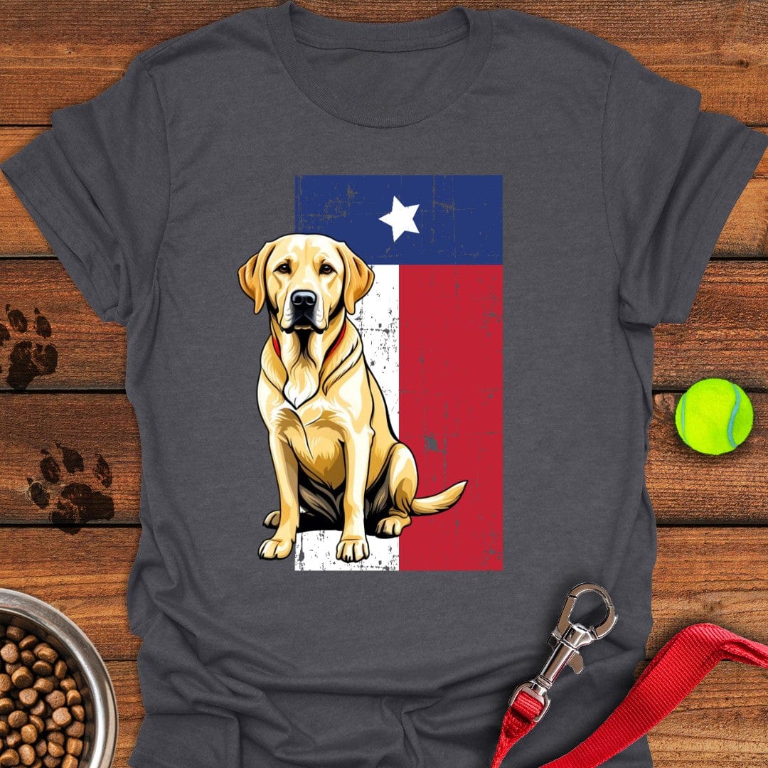 Yellow Labrador Texas Flag T-Shirt Dark Heather