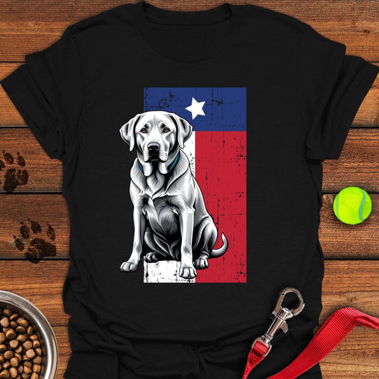 Silver Labrador Texas Flag T-Shirt Black