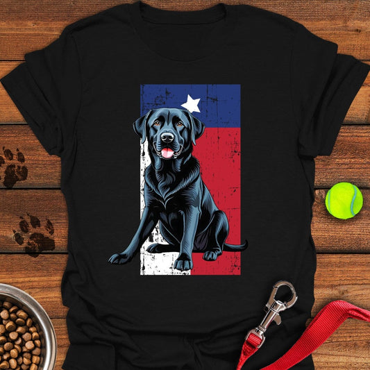 Black Labrador Texas Flag T-Shirt Black