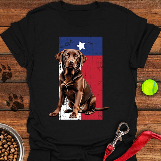 Chocolate Labrador Texas Flag T-Shirt Black