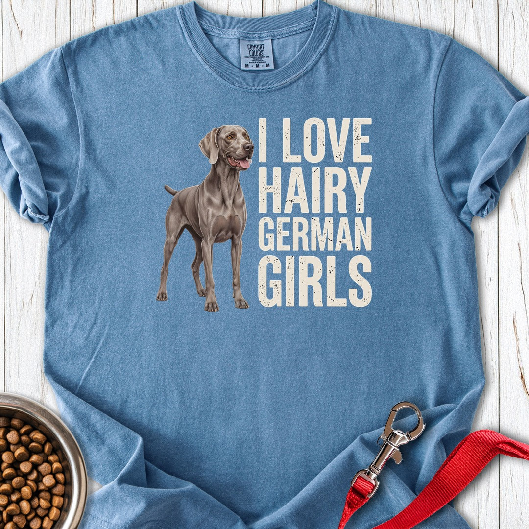 Weimaraner Hairy Girl Premium Tee Blue Jean