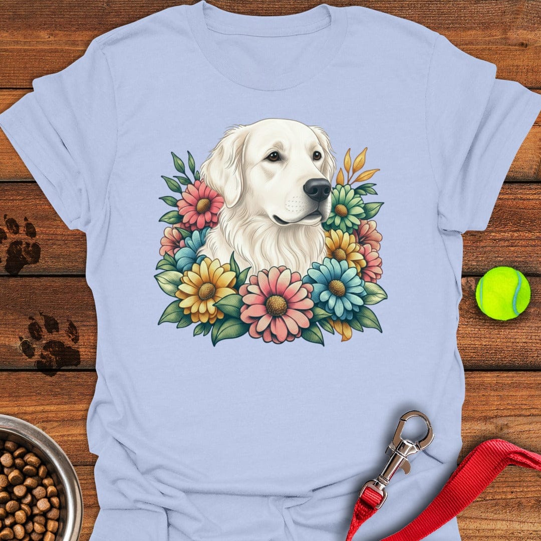 White Golden Retriever Flower Light Blue
